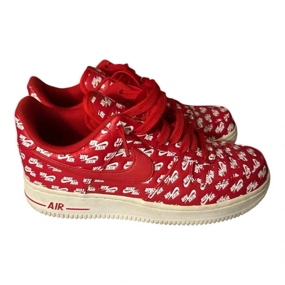 Nike‎ Air Force 1 “All Over Logo” Red/White Sz 7.5